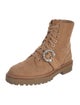Jimmy Choo Suede Crystal Embellishments Combat Boots