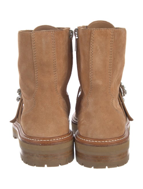 Jimmy Choo Suede Crystal Embellishments Combat Boots