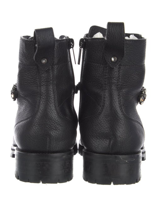 Jimmy Choo Leather Crystal Embellishments Combat Boots