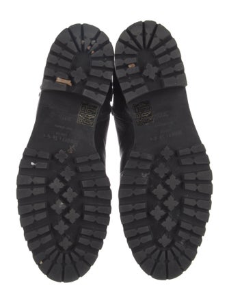 Jimmy Choo Leather Crystal Embellishments Combat Boots