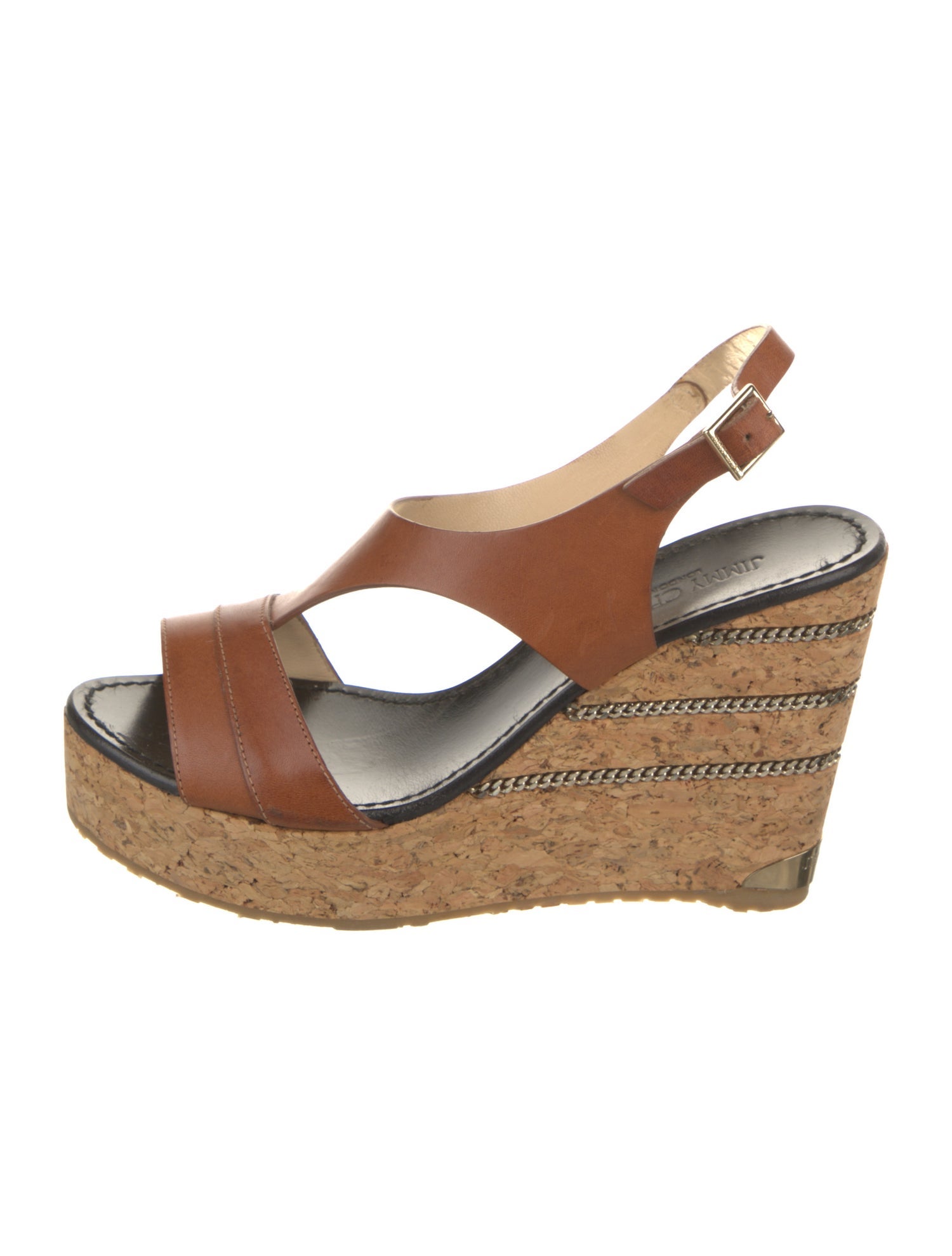 Jimmy Choo Leather Chain-Link Accents Espadrilles