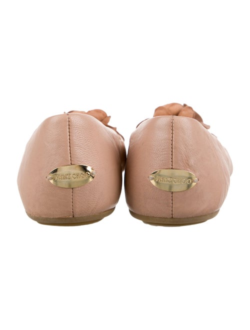 Jimmy Choo Leather Ruffle Embellishment Flats