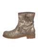 Jimmy Choo Suede Glitter Accents Moto Boots