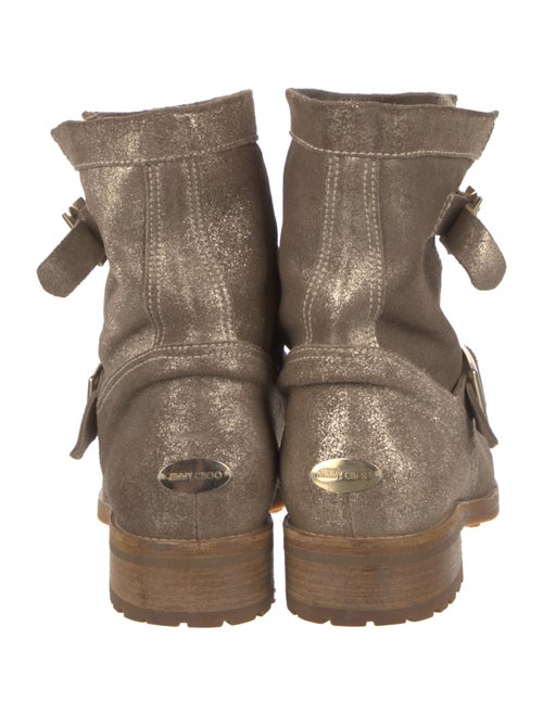 Jimmy Choo Suede Glitter Accents Moto Boots