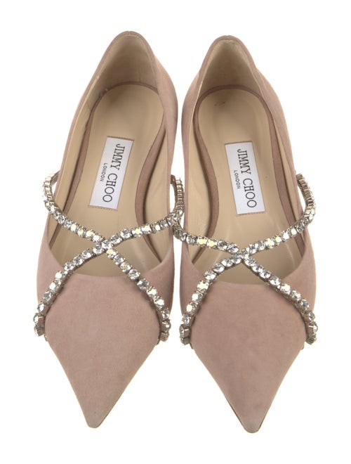 Jimmy Choo Suede Crystal Embellishments Flats