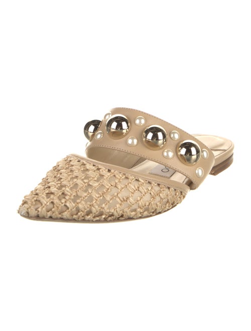 Jimmy Choo Raffia Mesh Accents Mules