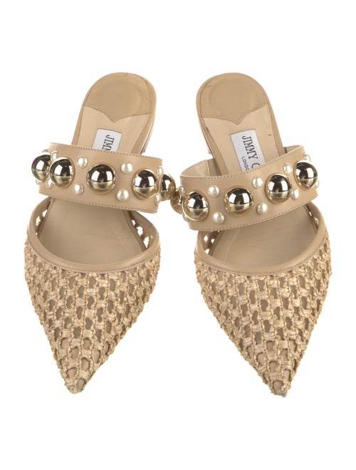 Jimmy Choo Raffia Mesh Accents Mules