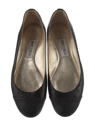 Jimmy Choo Leather Glitter Accents Flats