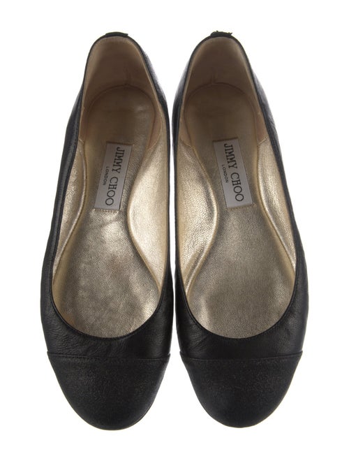 Jimmy Choo Leather Glitter Accents Flats