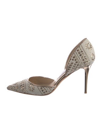 Jimmy Choo Leather Glitter Accents D'Orsay Pumps