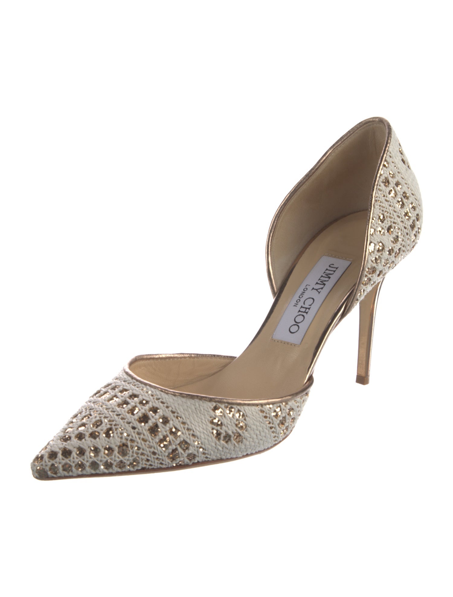Jimmy Choo Leather Glitter Accents D'Orsay Pumps