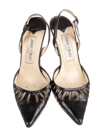 Jimmy Choo Leather Cutout Accent Slingback Pumps