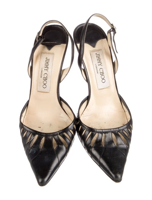 Jimmy Choo Leather Cutout Accent Slingback Pumps