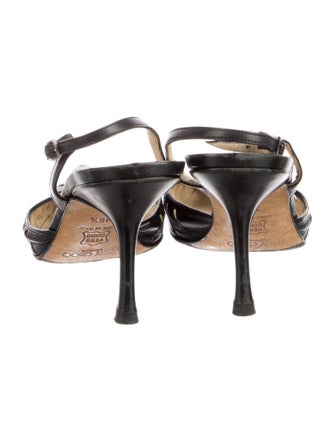 Jimmy Choo Leather Cutout Accent Slingback Pumps