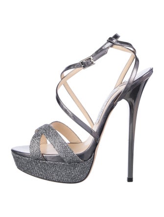 Jimmy Choo Patent Leather Animal Print Sandals