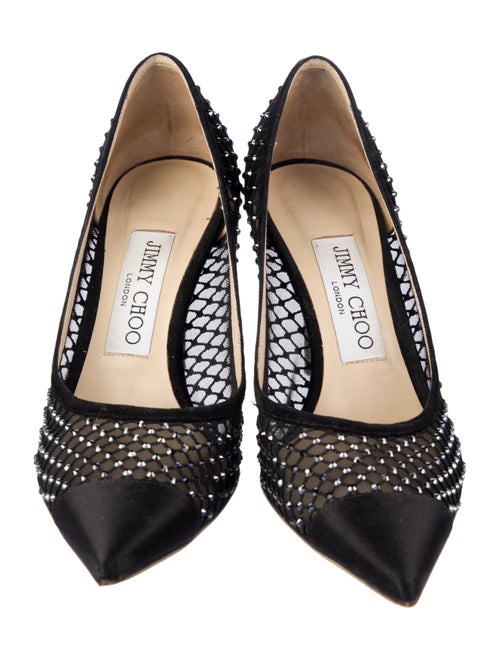 Jimmy Choo Mesh Crystal Embellishments Pumps
