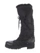Jimmy Choo Leather Fur Trim Combat Boots
