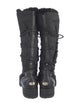 Jimmy Choo Leather Fur Trim Combat Boots