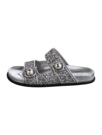 Jimmy Choo Glitter Beaded Accents Slides