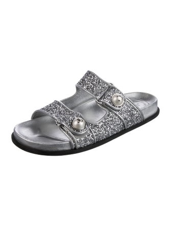 Jimmy Choo Glitter Beaded Accents Slides