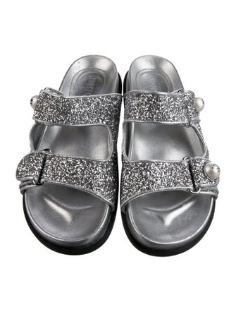 Jimmy Choo Glitter Beaded Accents Slides