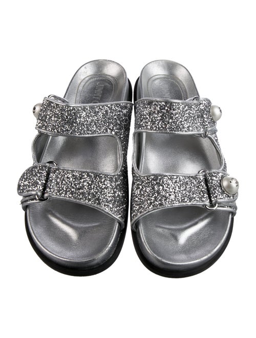Jimmy Choo Glitter Beaded Accents Slides
