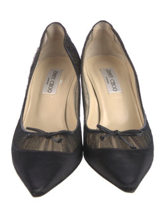 Jimmy Choo Satin Mesh Accents Pumps