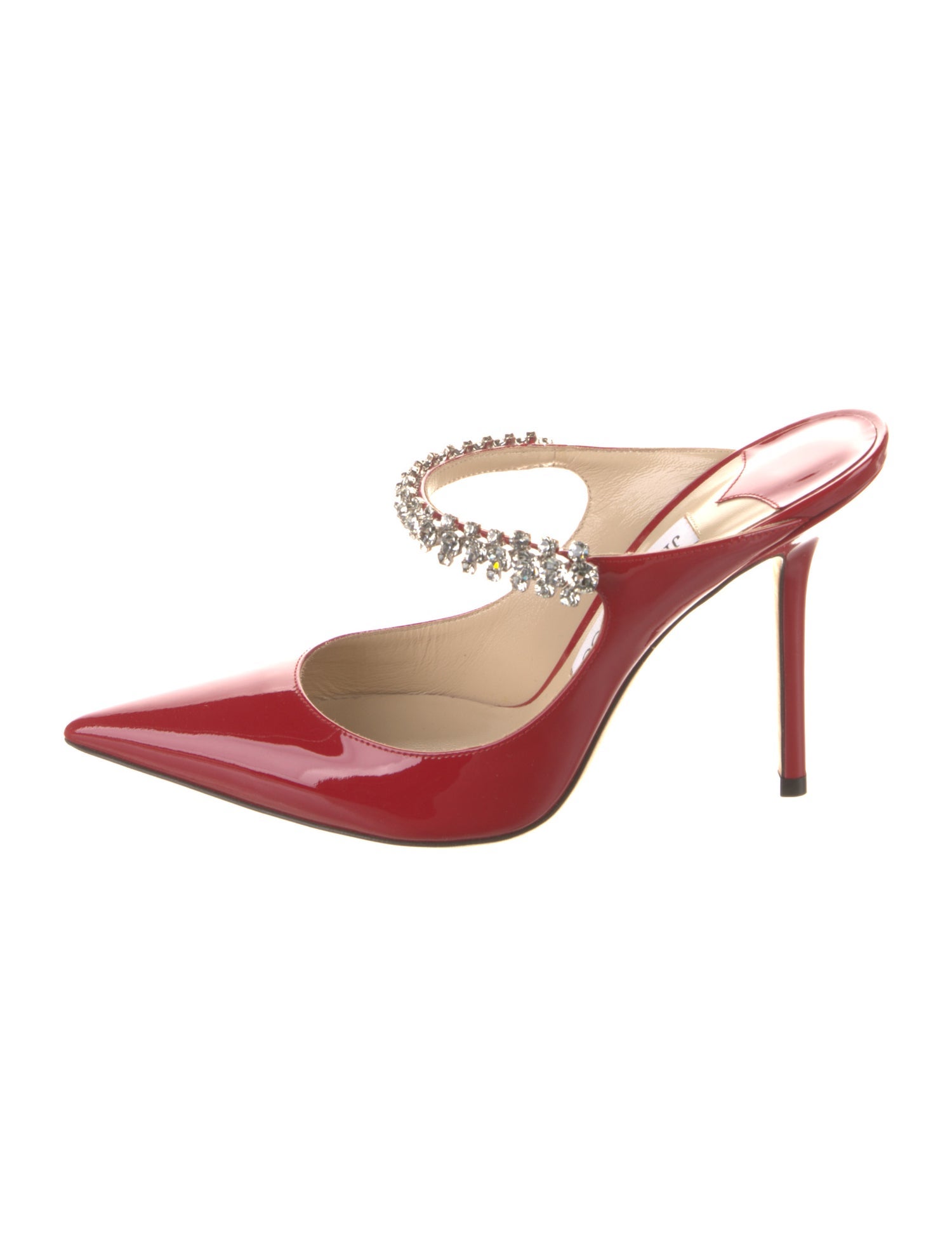 Jimmy Choo Patent Leather Crystal Embellishments Mules
