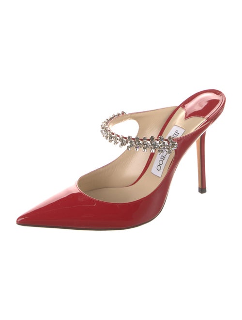 Jimmy Choo Patent Leather Crystal Embellishments Mules