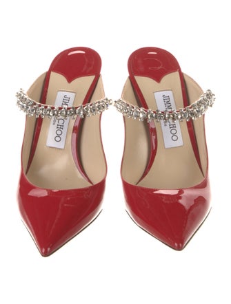 Jimmy Choo Patent Leather Crystal Embellishments Mules