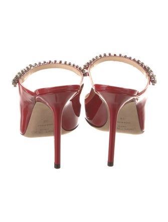 Jimmy Choo Patent Leather Crystal Embellishments Mules
