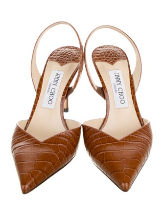 Jimmy Choo Embossed Leather Animal Print Slingback Pumps