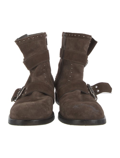 Jimmy Choo Suede Studded Accents Moto Boots