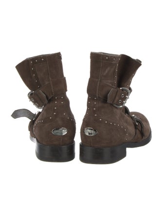 Jimmy Choo Suede Studded Accents Moto Boots