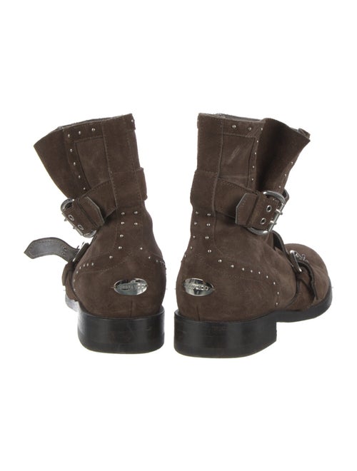 Jimmy Choo Suede Studded Accents Moto Boots
