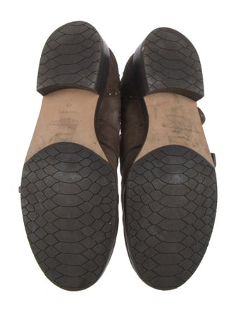 Jimmy Choo Suede Studded Accents Moto Boots