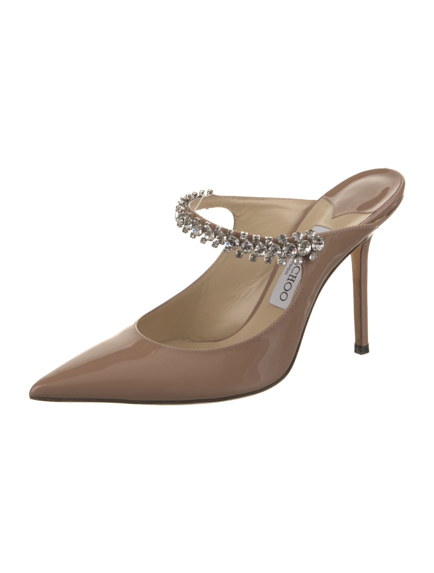 Jimmy Choo Patent Leather Crystal Embellishments Mules