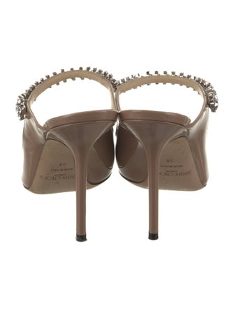 Jimmy Choo Patent Leather Crystal Embellishments Mules