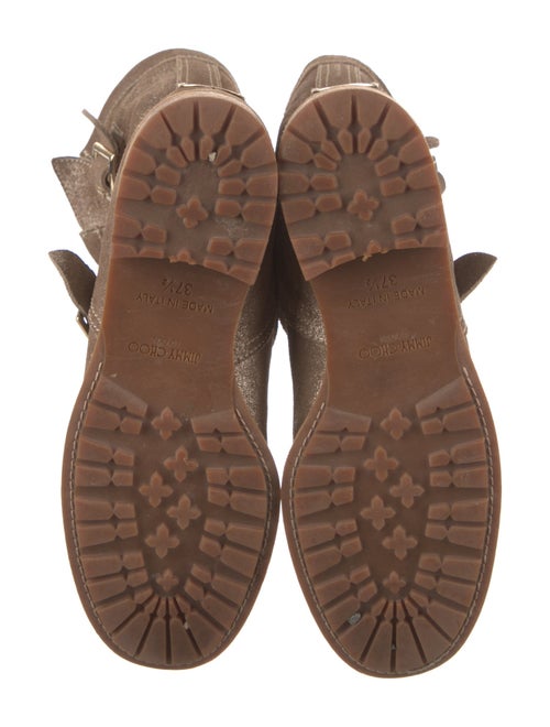 Jimmy Choo Suede Glitter Accents Moto Boots