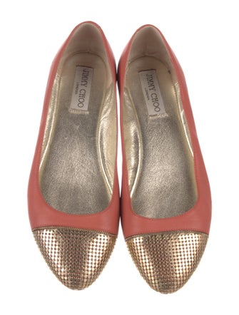 Jimmy Choo Leather Colorblock Pattern Ballet Flats