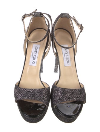 Jimmy Choo Glitter T-Strap Sandals