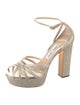Jimmy Choo Leather Glitter Accents Sandals