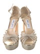 Jimmy Choo Leather Glitter Accents Sandals