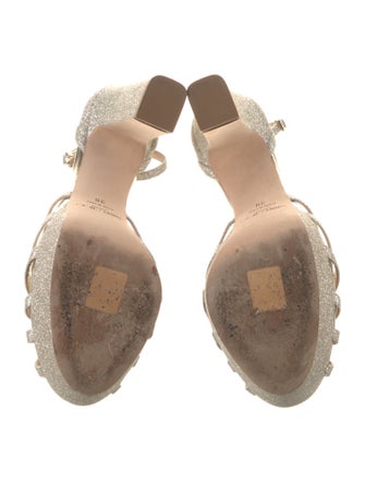 Jimmy Choo Leather Glitter Accents Sandals