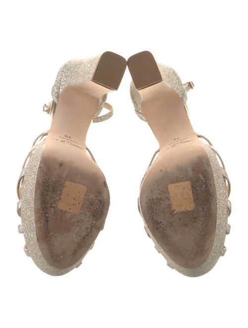 Jimmy Choo Leather Glitter Accents Sandals