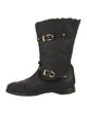 Jimmy Choo Leather Fur Trim Moto Boots