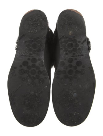 Jimmy Choo Leather Fur Trim Moto Boots