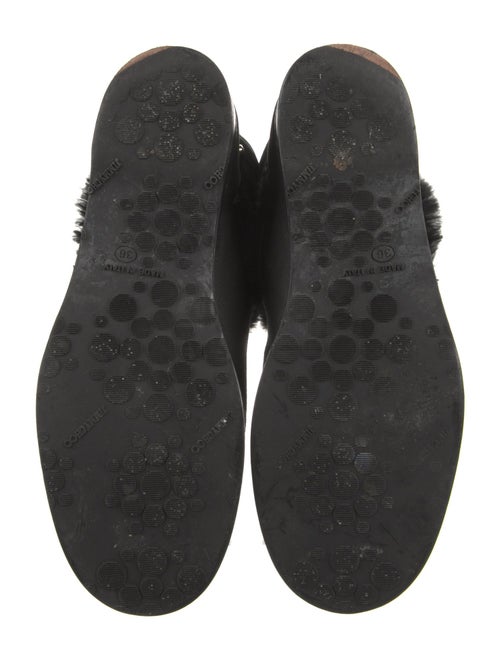 Jimmy Choo Leather Fur Trim Moto Boots