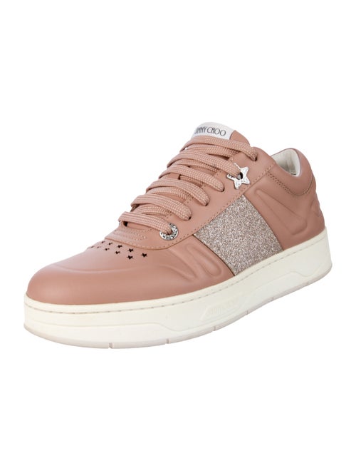 Jimmy Choo Leather Glitter Accents Sneakers