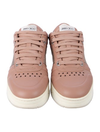 Jimmy Choo Leather Glitter Accents Sneakers